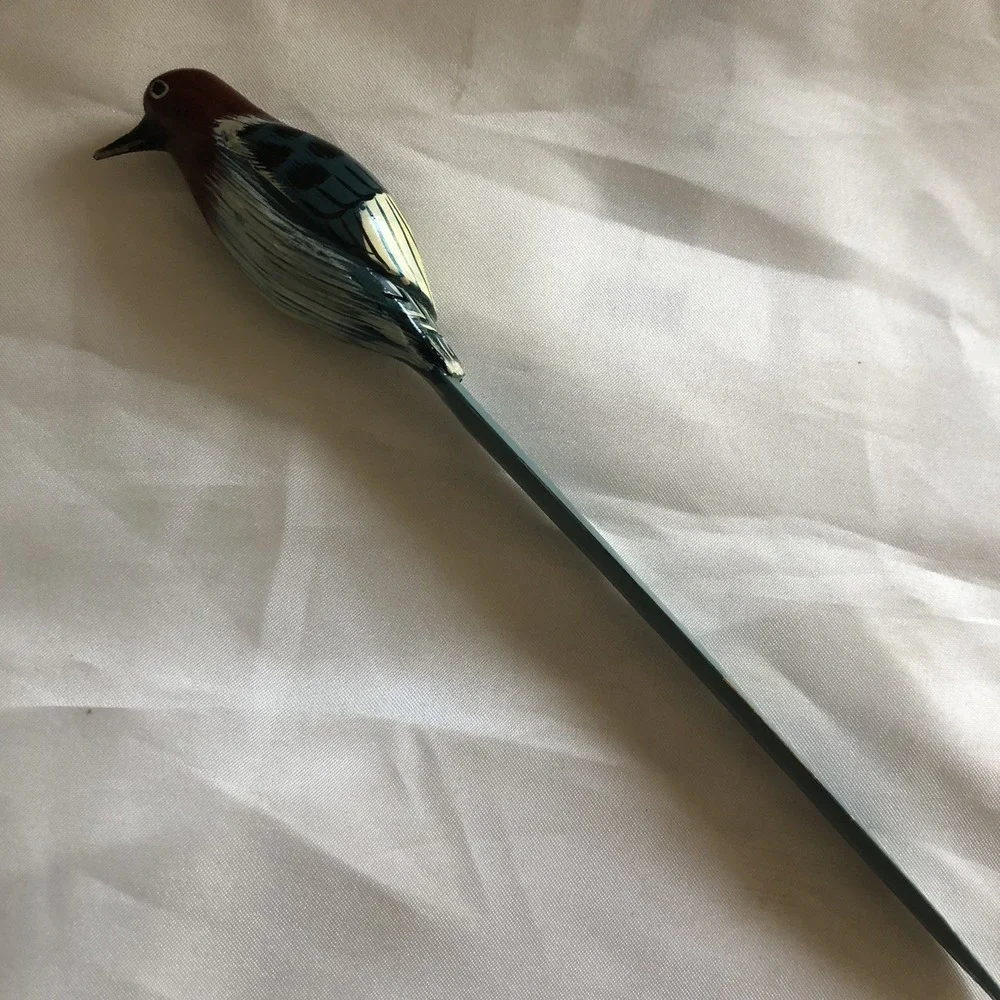 Letter Opener Wooden Hummingbird Hand Painted Hand Carved Art Vintage